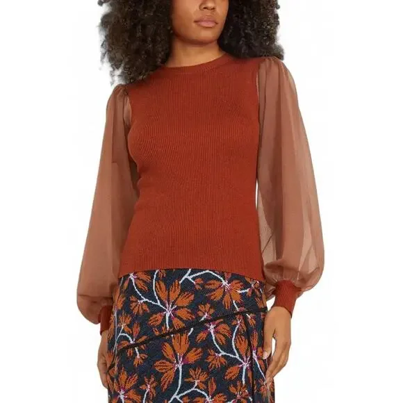 Ulla Johnson Sabrina Pullover Sweater in Redwood S - Picture 1 of 4